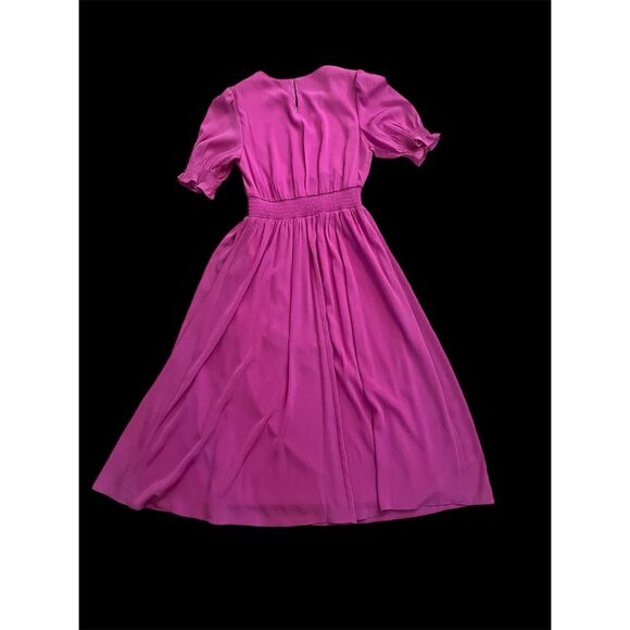DKNY Women's Fuchsia Puff Sleeve V-Neck Midi - Picture 10 of 16